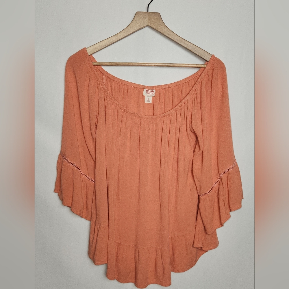 Mossimo Supply Co. Terracotta Ruffle Blouse XL Boho Hippie Top